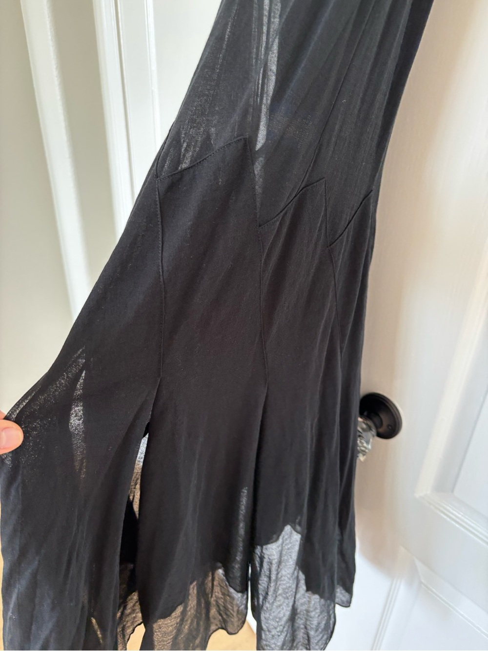 Polo by Ralph Lauren Black Sheer Overlay V-Neck Midi Dress - Picture 5 of 7